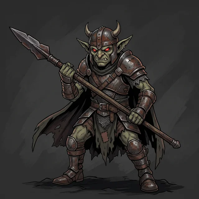 A goblin leader with a spear